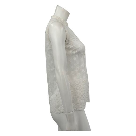 Cabi Top Women XS White Prudence Sleeveless Popover Lace Boho Sheer Fairy Spring - Picture 3 of 10